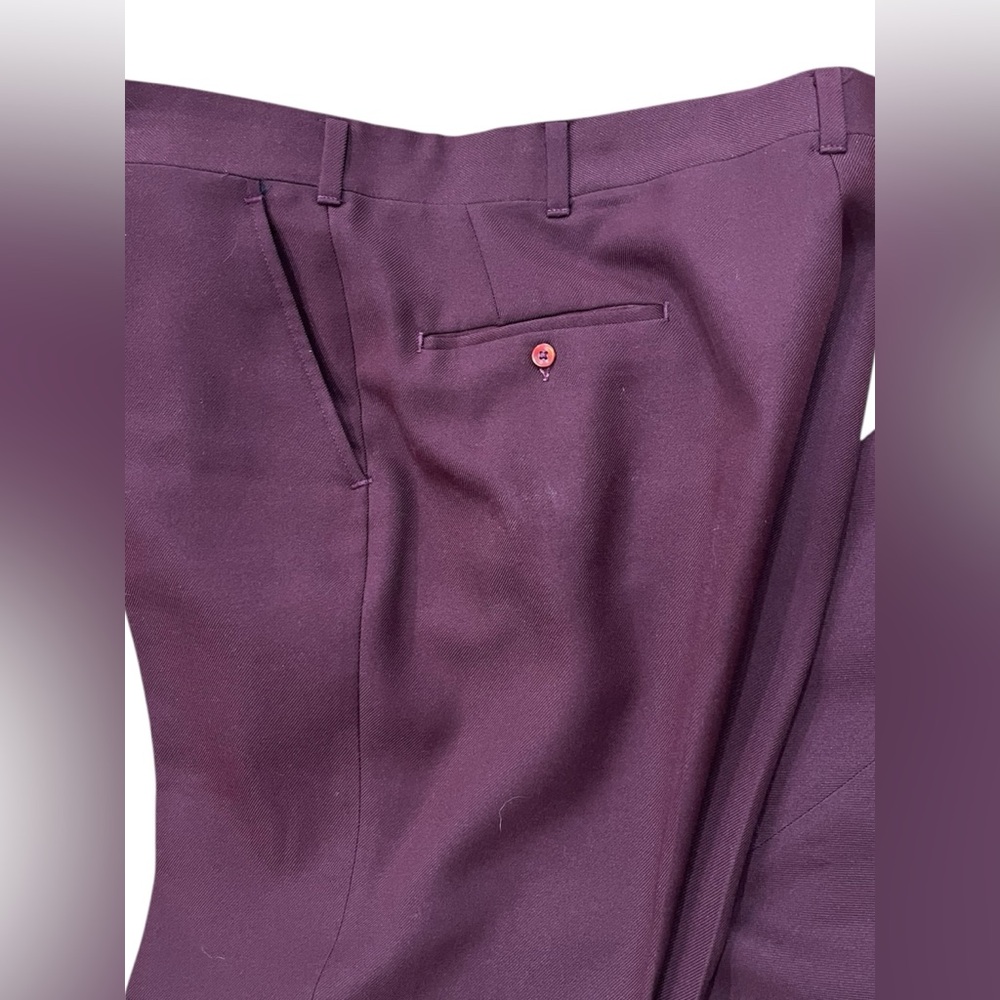 Grandpa Lounge singer Maroon burgundy vintage polyester slacks - Picture 3 of 9